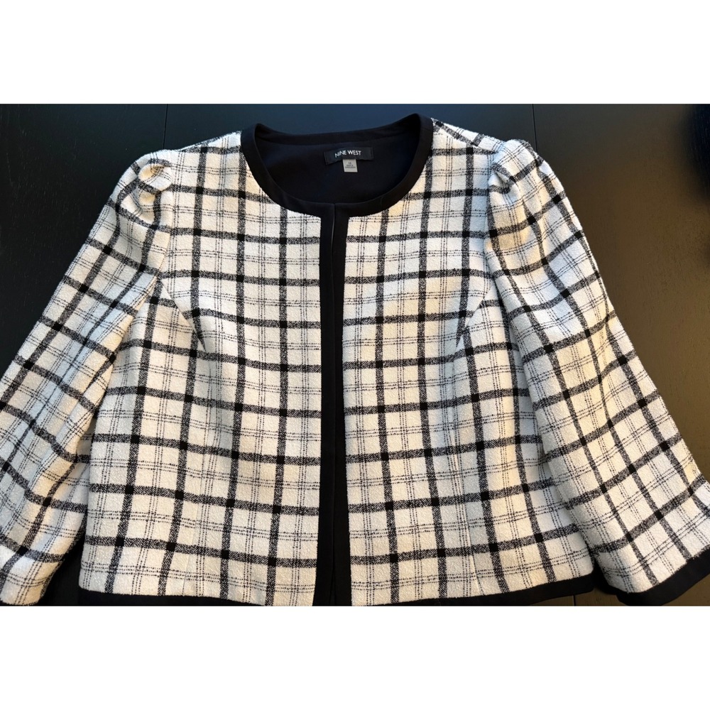 Nine West Open Front Blazer Women's Size 16 Black/White Business Casual Career - Picture 7 of 13